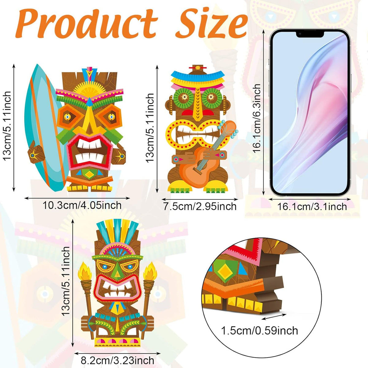 Blulu 3 Pcs Tiki Party Decor Hawaiian Luau Party Decorations Tropical Aloha Wooden Bar Table Sign