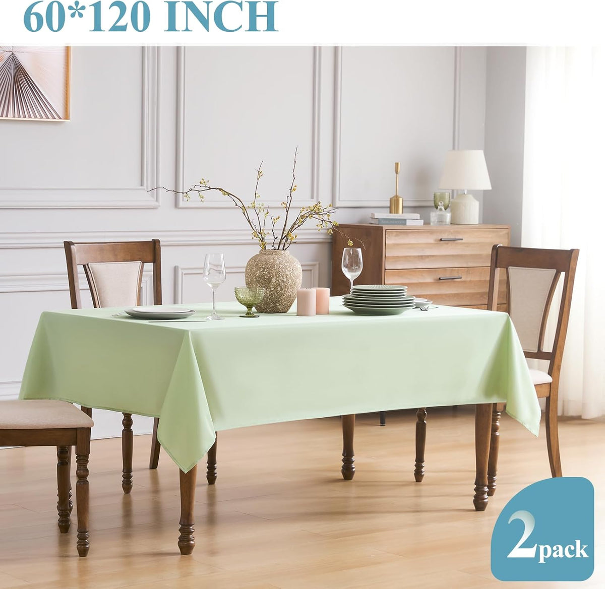 VidaFete Tablecloth 2 Pack60*120inch Rectangle Table Cloth Polyester, Stain Wrinkle Resistant
