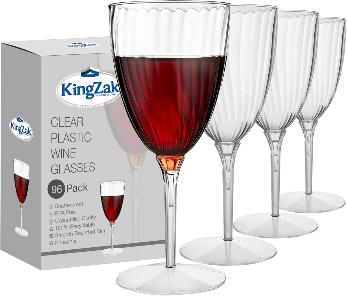 Lillian Tablesettings Premium Wine Glasses 8 oz. Clear Hard Plastic 1-Piece Disposable Cups Value