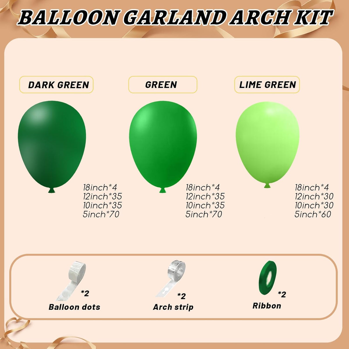 412pcs Green Balloon Garland Arch Kit, 18 12 10 5 inch Different Sizes Balloons for Green Jungle