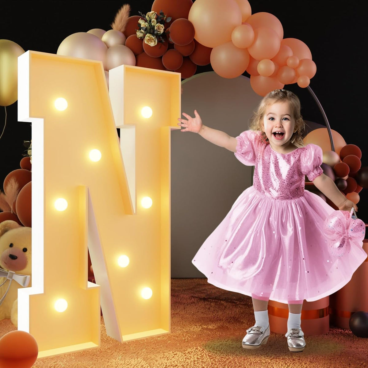 imprsv 3FT Block Marquee Letters Light Up Letters for Birthday Baby Shower Party Backdrop Decor