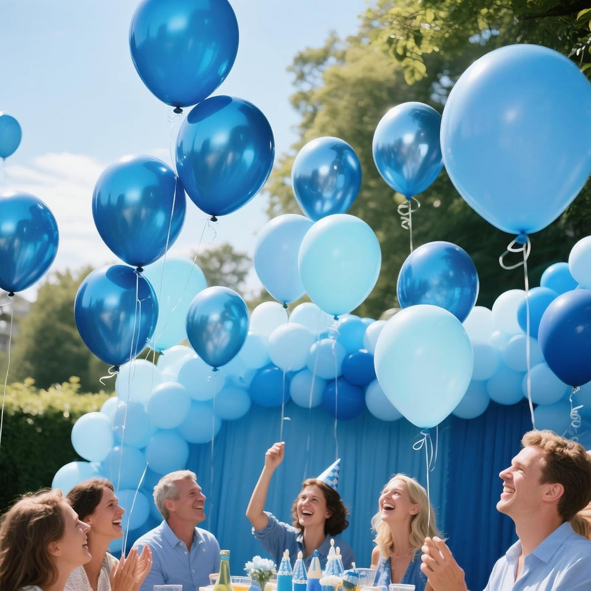 Netnology Blue Balloons Set, 60Pcs 12 Inch Macaron Blue, Light Blue,Navy Blue,Metallic Blue Balloon