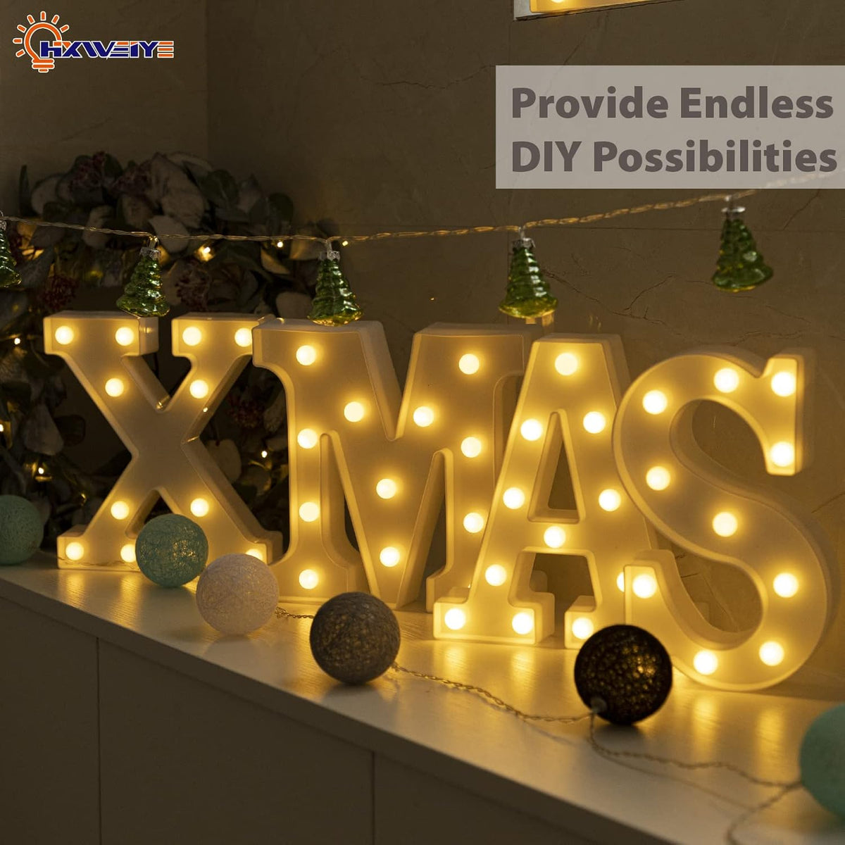 HXWEIYE Light Up Letters X, LED Marquee Sign 26 Alphabet and 10 Number Big Lights for Party