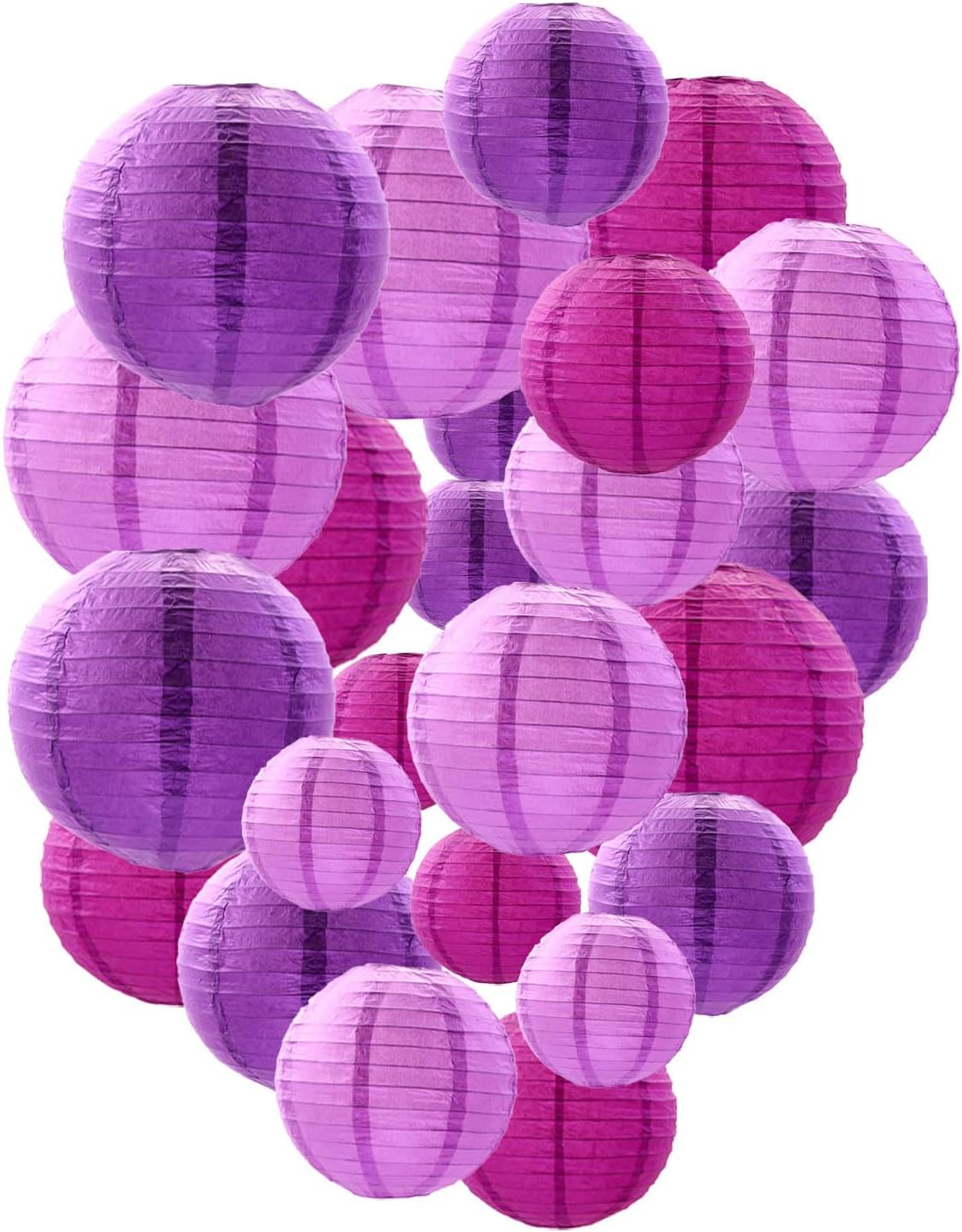 Purple Paper Lanterns Decorative, Chinese/Japanese Hanging Round Paper Lanterns Decorations for