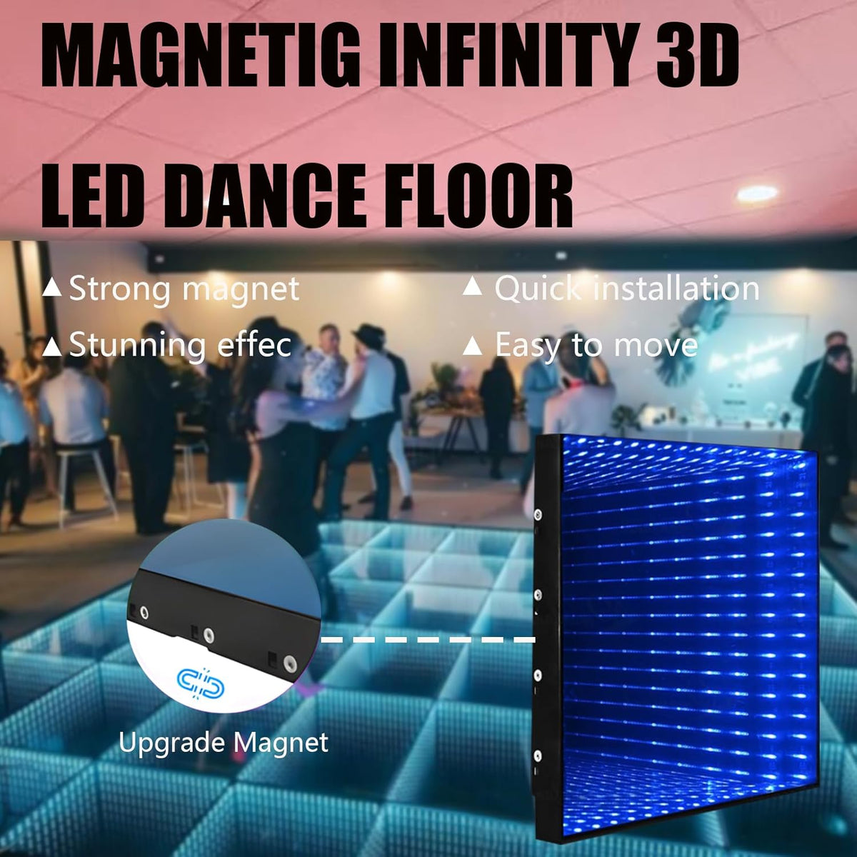 Dance Floor Stage Lights Tempered Glass Infinity Mirror Panel 3D Effect Led Dance Floor for Wedding