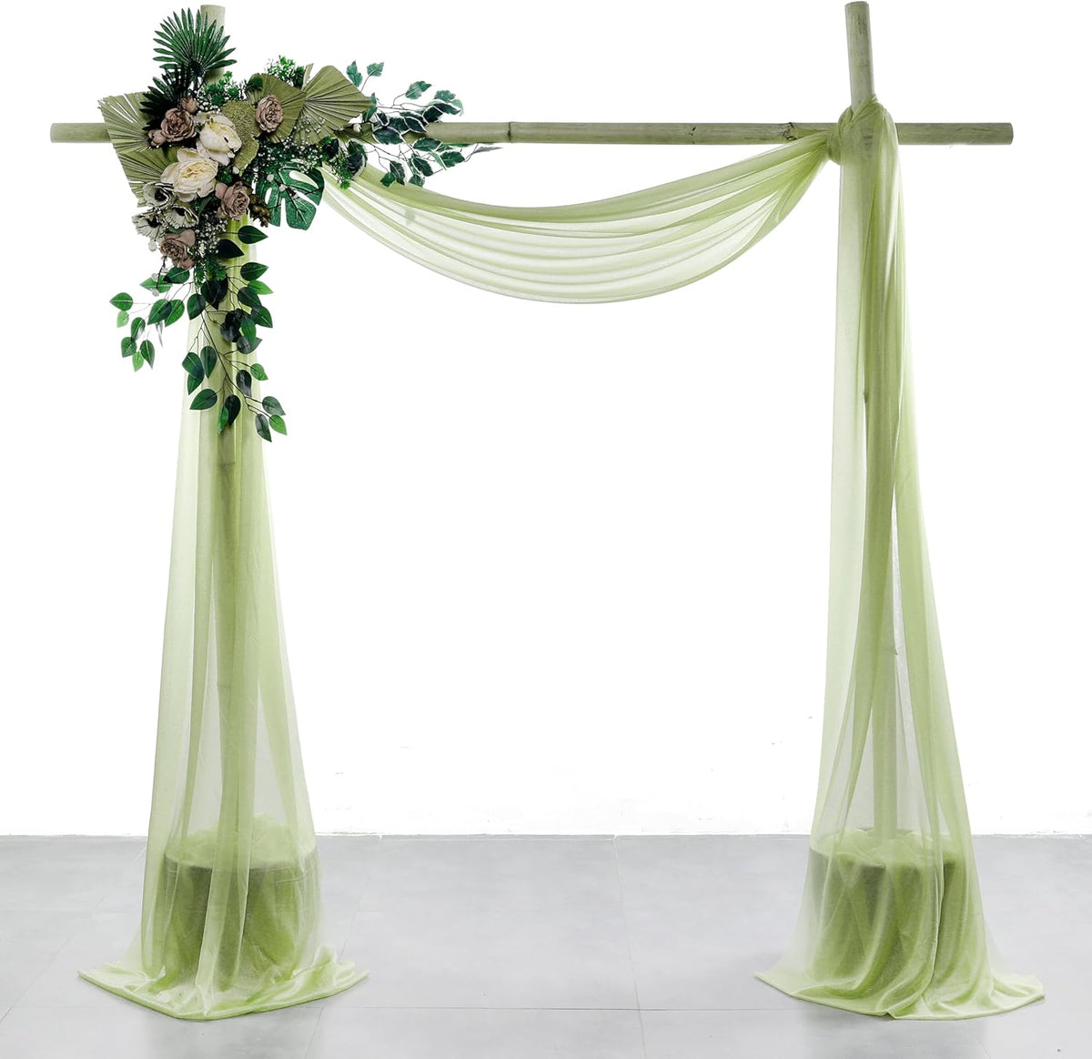 VDS Pack of 2 Panel (30 Inch X 50 Feet) Wedding Arch Draping Fabric Sheer Chiffon Fabric Drapery