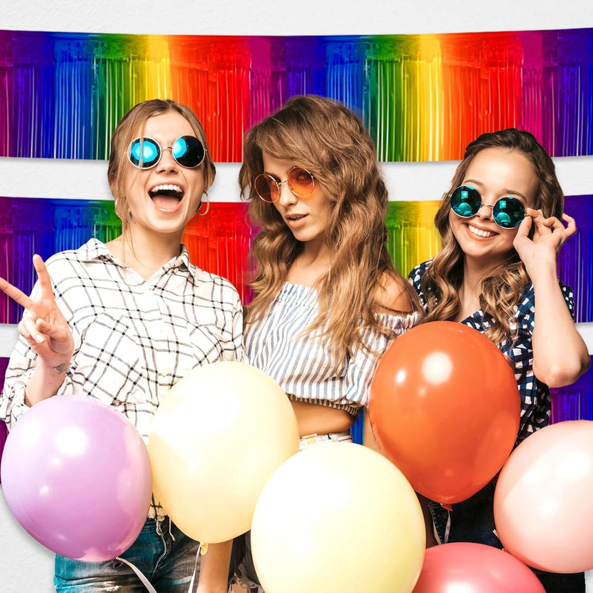 6 Pack 10 Feet Rainbow Foil Fringe Garland Metallic Tinsel Streamers Banner Wall Hanging Curtain