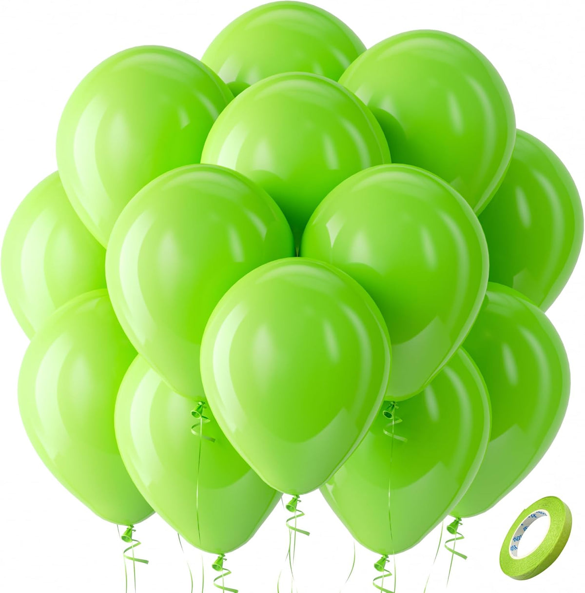Bezente Lime Green Latex Party Balloons - 100 Pack 12 inch Light Green Balloons Round Helium Fruit