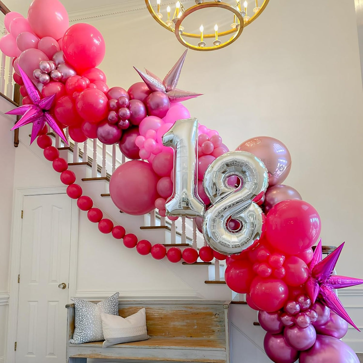 90pack Hot Pink Balloons Different Size 18/12/10/5 Inch Dark Pink Balloon Garland Arch Kit for