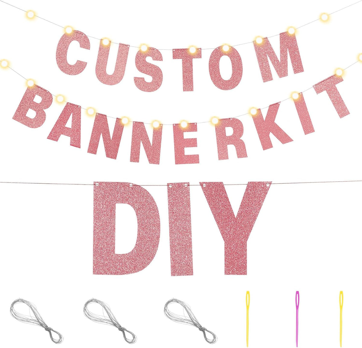 TaoBary 112 Pcs DIY Letter Custom Banner Glitter Customizable Banner Kit Including 107 Letters and