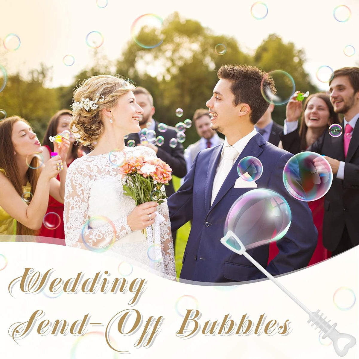 405 Pcs Wedding Bubbles Wands Set Include Heart Bubble Wands Bubbles Send Off Cards Gift Tags Wood