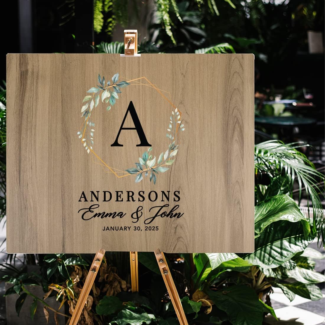 Andaz Press Large Wooden Welcome Sign for Wedding Rustic Welcome Sign 16" x 20" Custom Names & Date