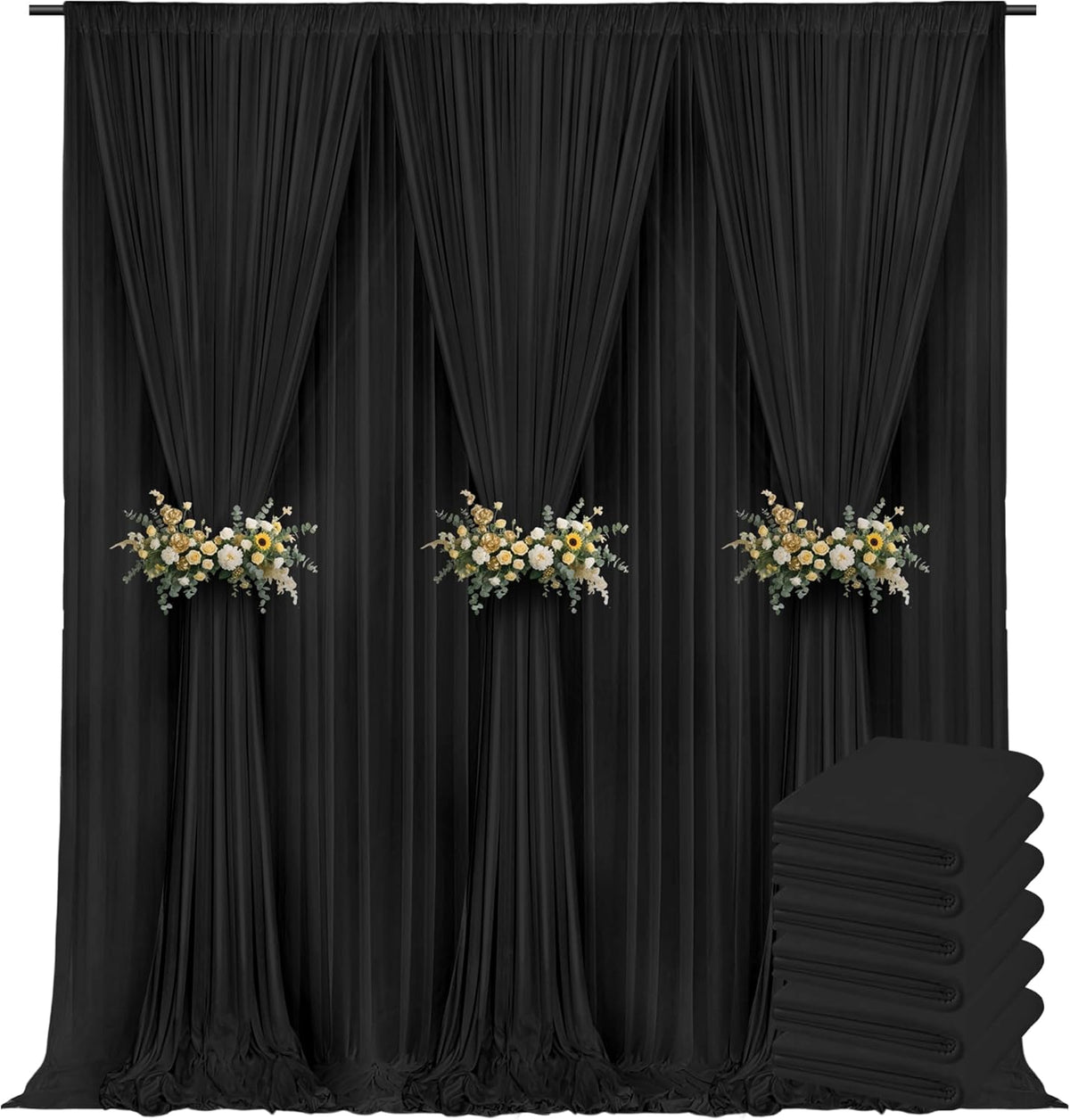 30x10ft Backdrop Curtains for Parties, 6 Panels 5x10ft Curtains Photography Drapes Rod Pocket