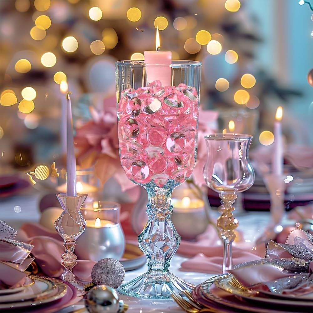 HappyFiller 250 PCS Pink Acrylic Crystals Gems 20 mm Fake Diamonds Party Favors Confetti Wedding