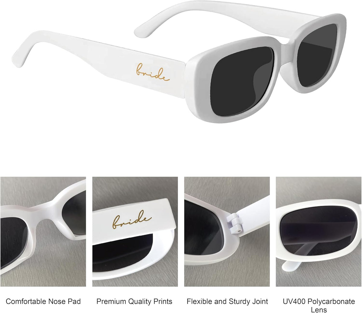 Bride's Babes Bachelorette Sunglasses, Bridesmaid Sunglasses,10 Pack Rectangle Team Bride glasses