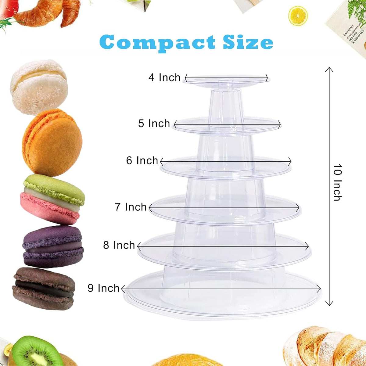 6 Tiers Round Macaron Tower Stand Plastic Cake Stand Macaron Display Rack Desserts Cupcake Holder