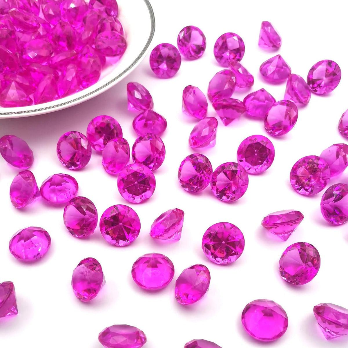 100 PCS Acrylic Diamond Gems, Rose Color Acrylic Diamonds Vase Filler 1 Inch Acrylic Gemstones Fake