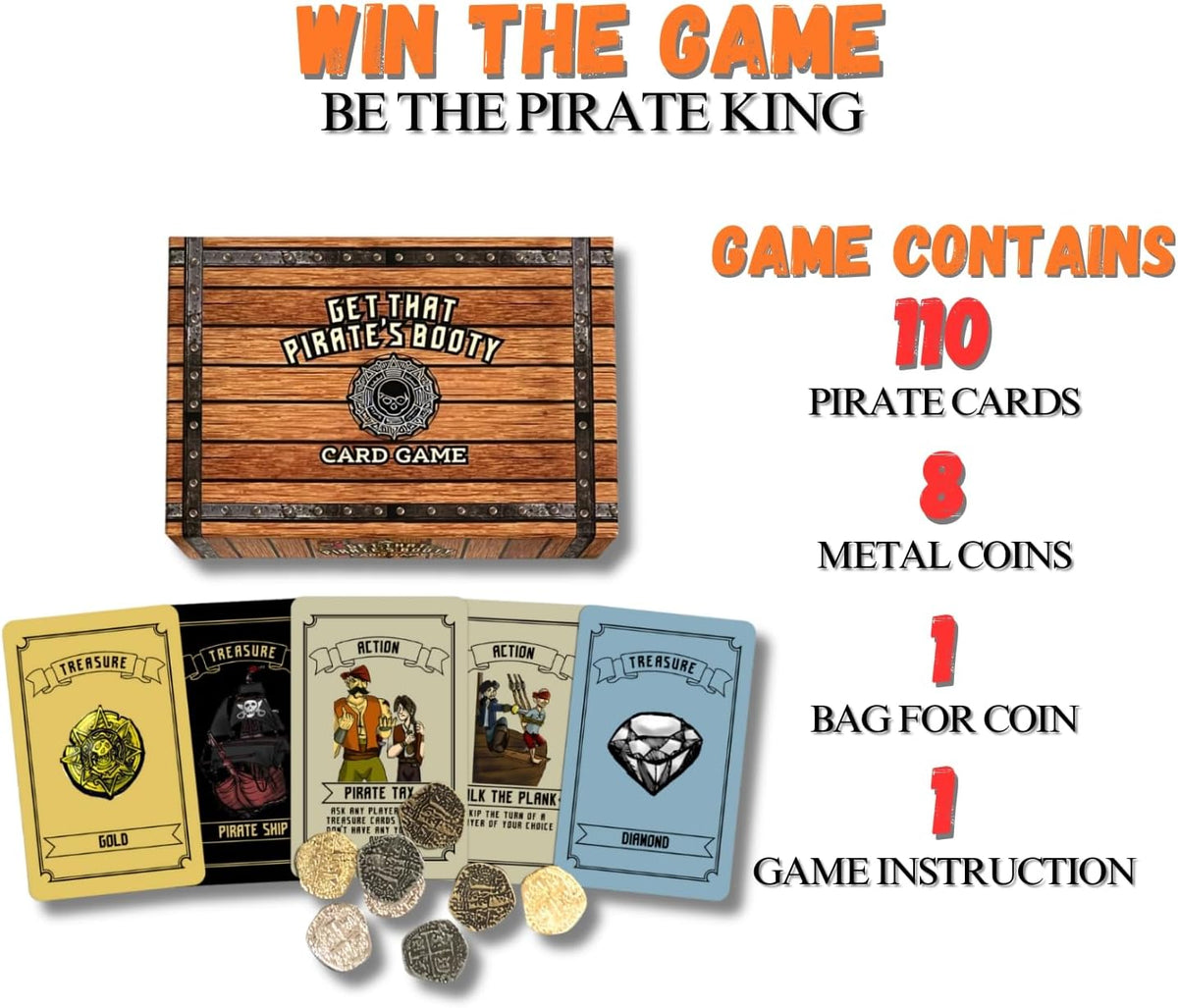 Get That Pirate's Booty Card Game, Fun 2-6 Player Family-Friendly Card Game for Adults, Teens, &