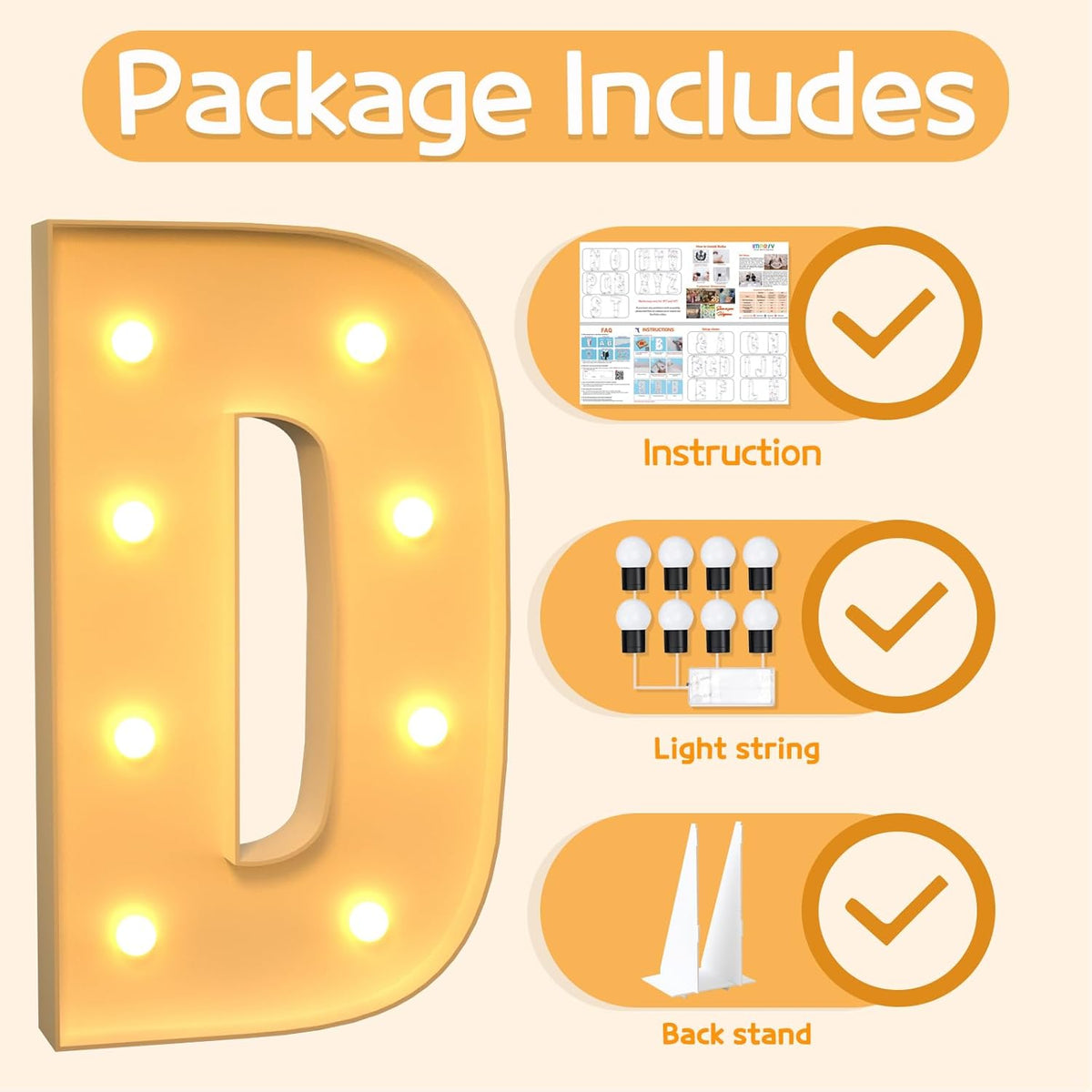 Marquee Letters 3 Feet Tall Large Light Up Letters D Happy Birthday Decorations Wedding Engagement