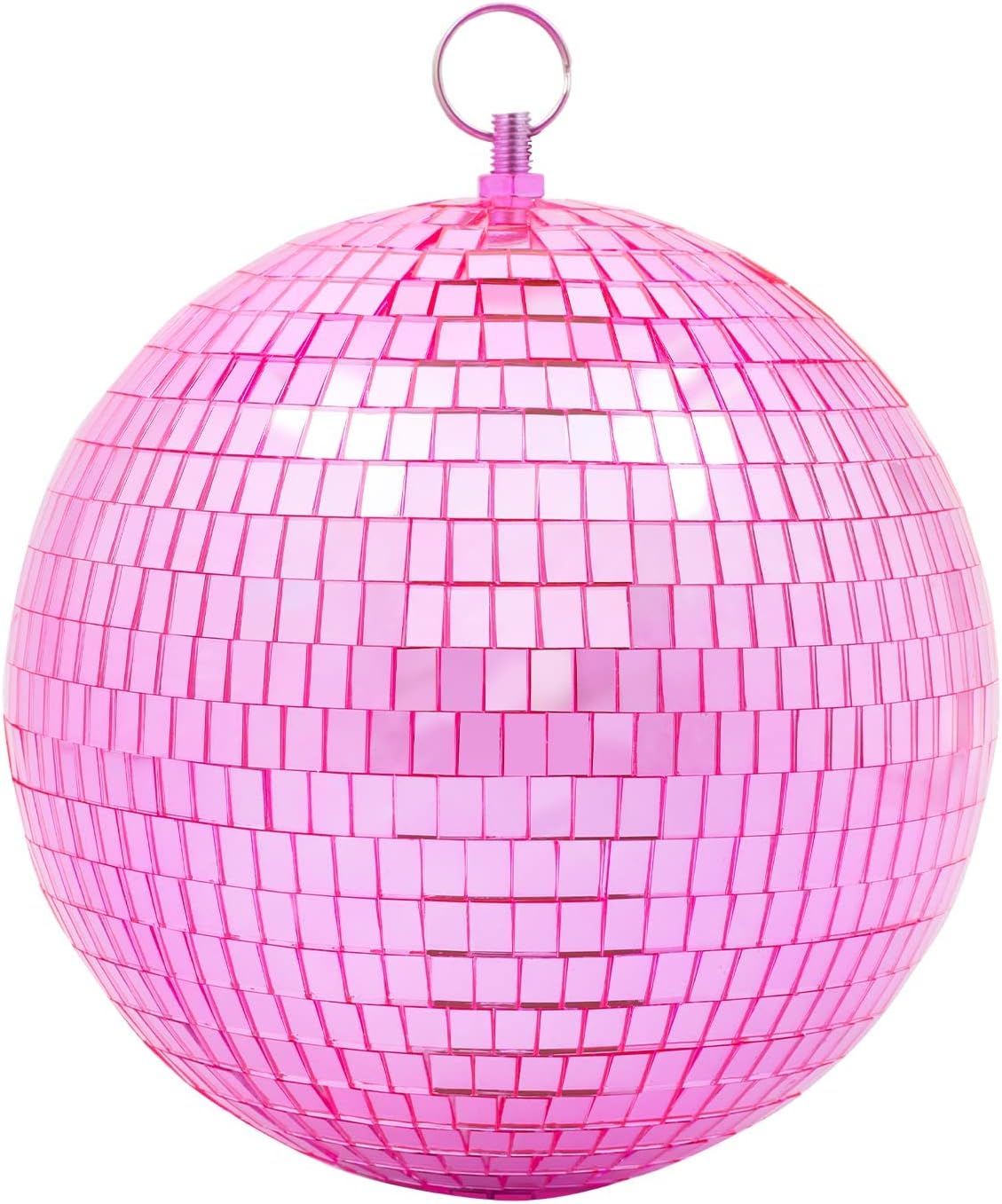 Mirror Disco Ball Decor with Hanging Ring 8" Large Pink Disco Ball Ornament for Disco Party