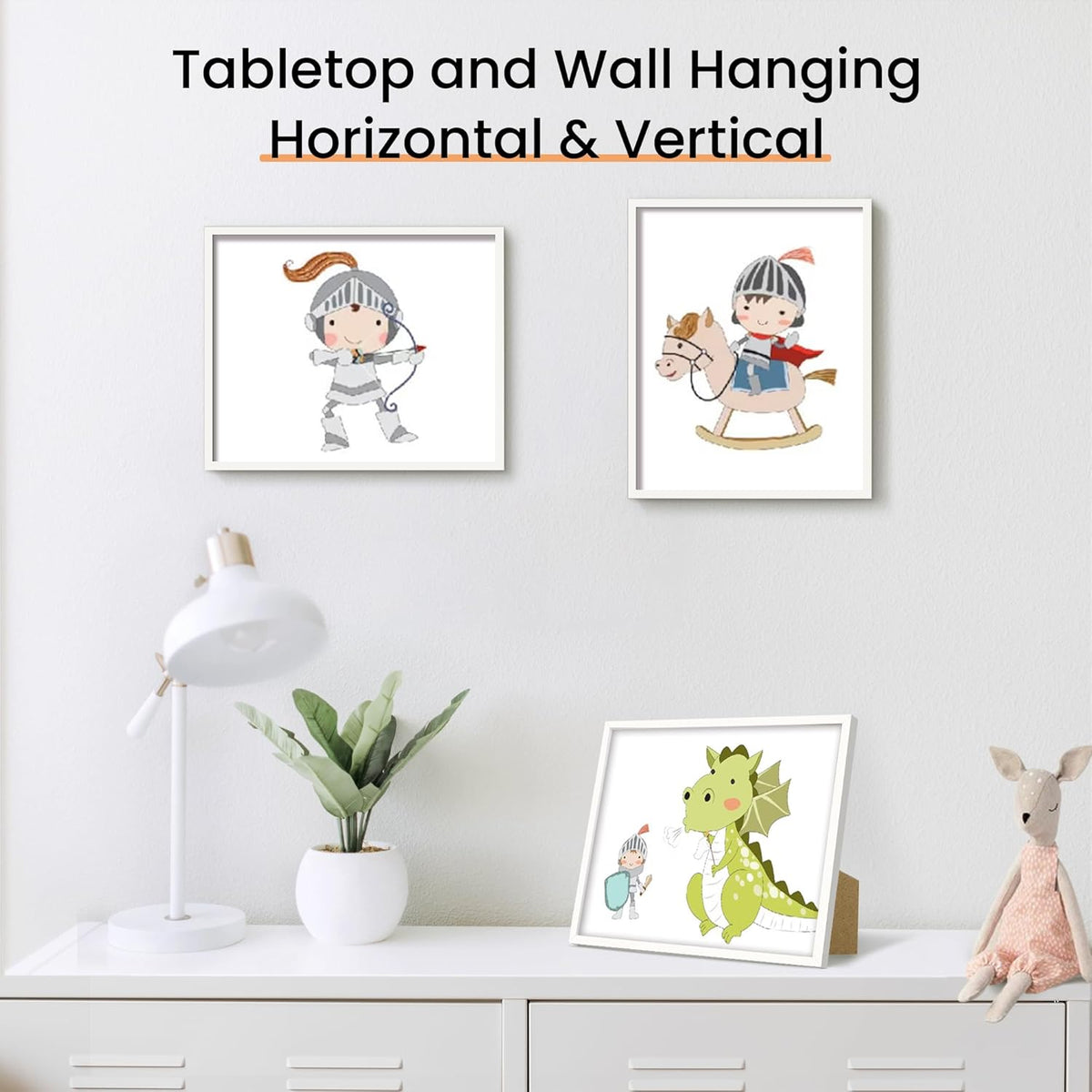 upsimples 8x10 Picture Frame Set of 3, Made of High Definition Glass for 8 x 10, Wall and Tabletop