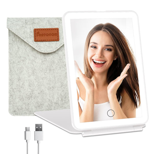 FUNTOUCH Rechargeable Travel Makeup Vanity Mirror with 72 LED Lights, Portable Lighted Beauty