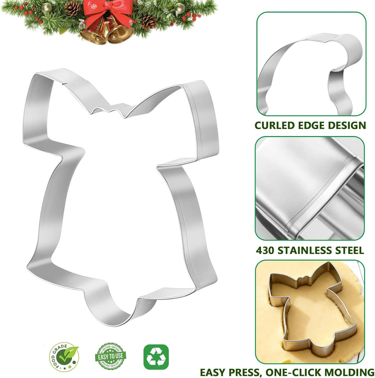 Christmas Cookie Cutters Set- 9 Piece Stainless Steel Winter Holiday Metal Shapes-Christmas tree