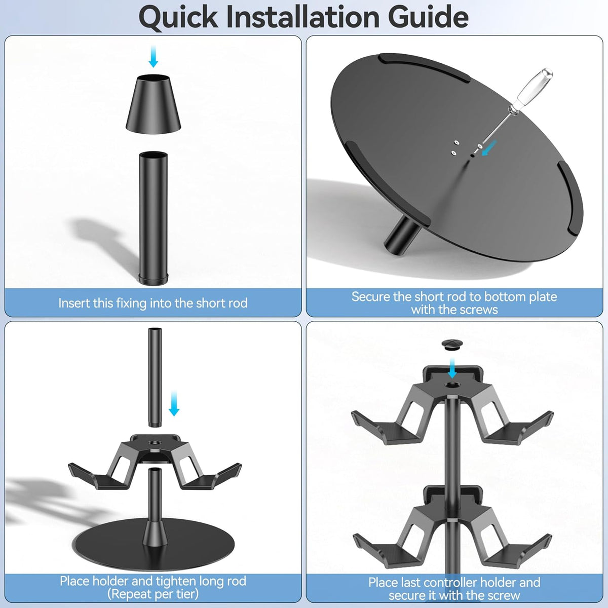 Headset Stand 3 Tiers for Desk, Rotatable Gaming Controller Stand for PS5/PS4/Xbox/Switch2/PS