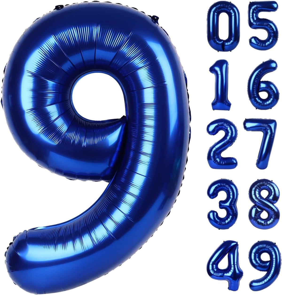 40 Inch Big Night Blue 9 Balloon Number, Jumbo Giant Happy 9th 19 29 39 49 99 Birthday Party