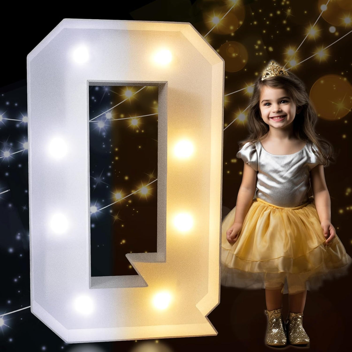 Pooqla 3FT Marquee Light Up Letters, Cool White and Warm White LED Big Mosaic Marquee Letters 3