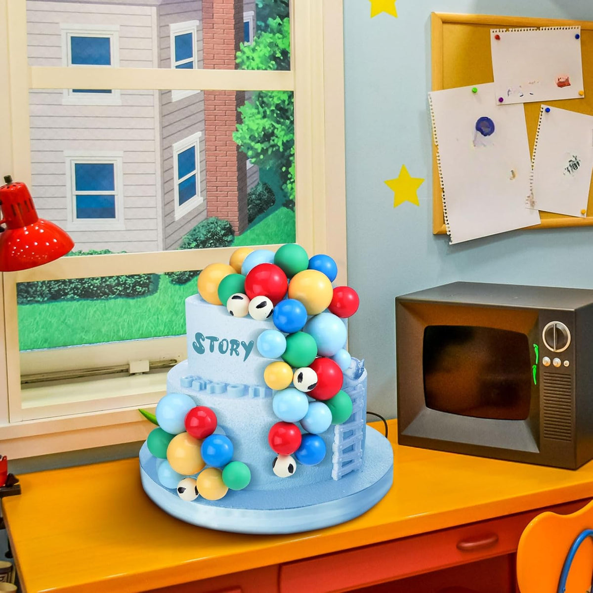 108 Pcs Balls Cake Topper DIY Cupcake Insert Foam Balloons for Cake Baking Wedding Anniversary