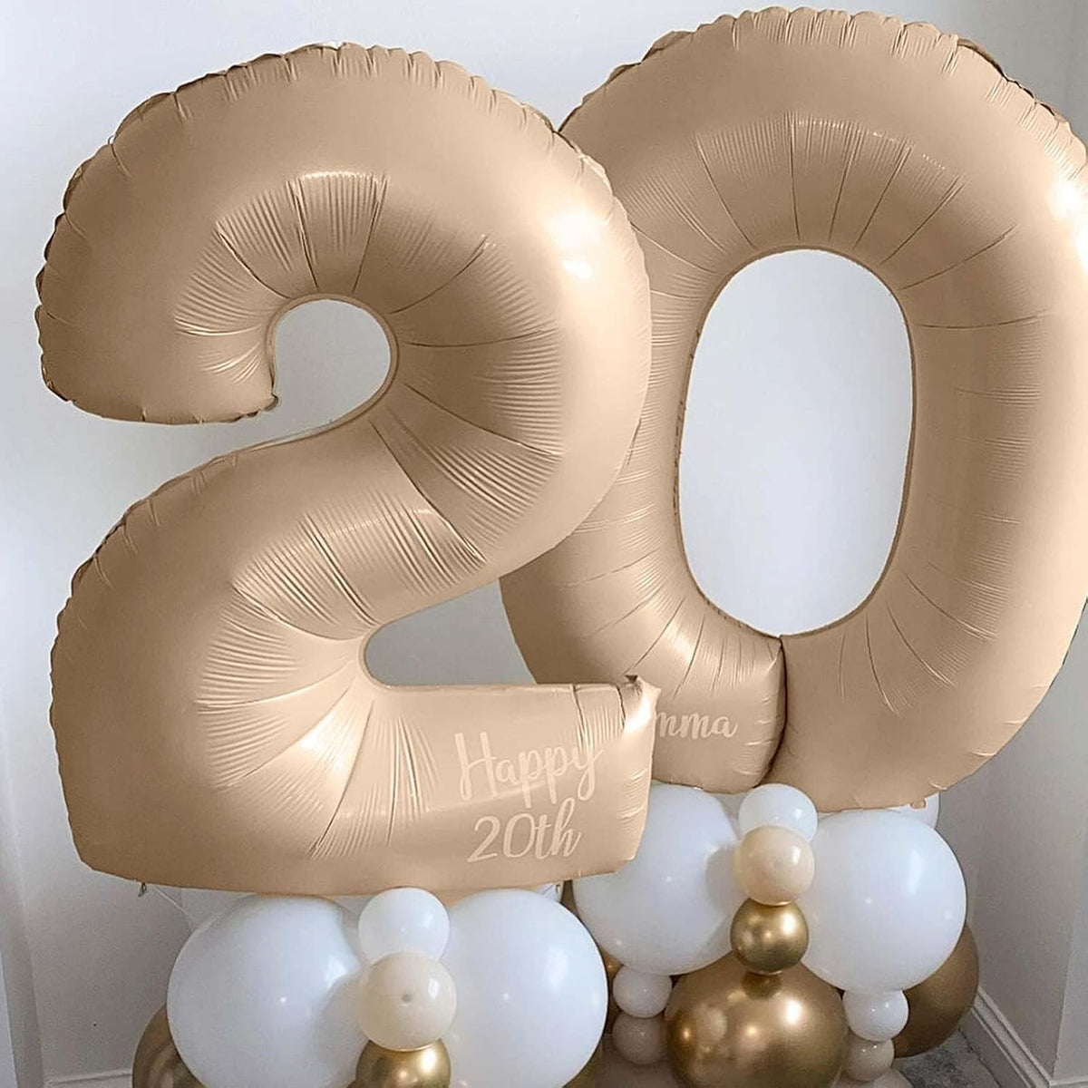Nude 0 Balloons, 40 Inch Large Tan Foil Number Balloons Set 0-9, Self Inflating Digital 0 Helium