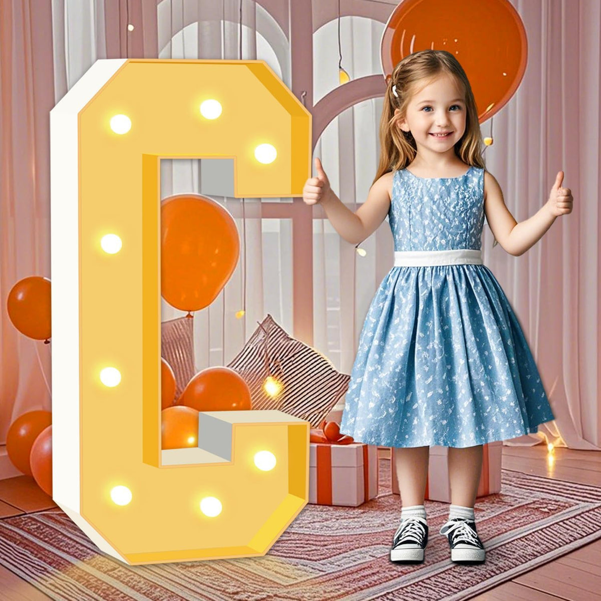 3FT Light Up Letters C, 36 inch Tall Marquee Letters, DIY Marquee Light Up Letter for Birthday