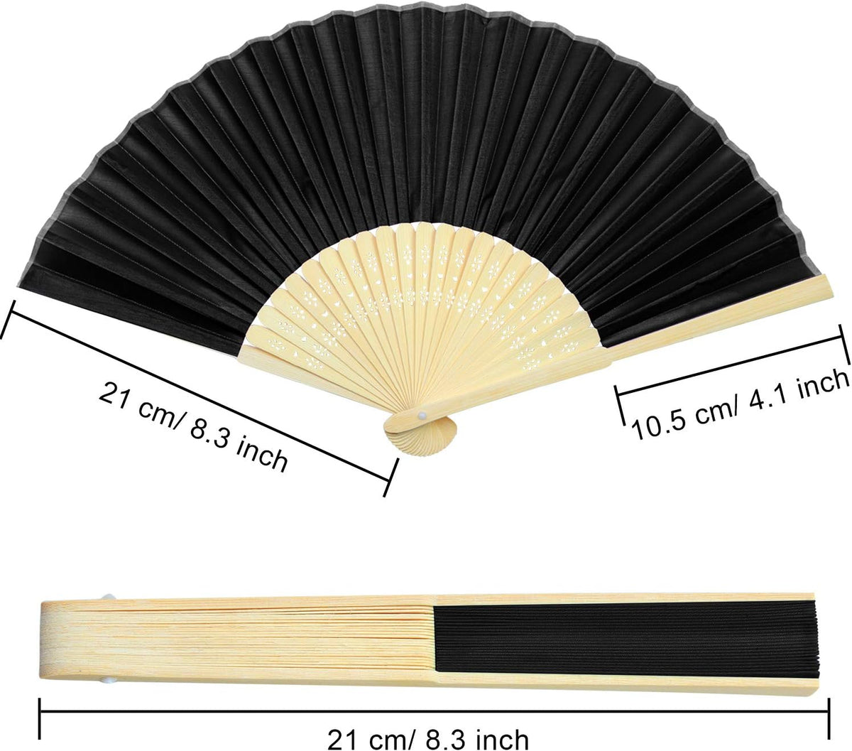 Aneco 18 Piece Black Handheld Fans - Bamboo Folding Fans for Wedding Decoration, Church Wedding