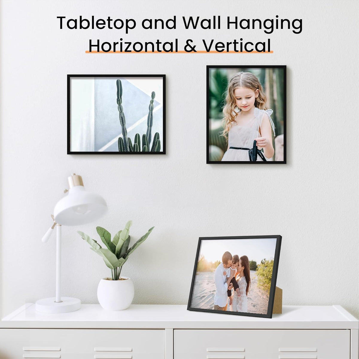 upsimples 8x10 Picture Frame Set of 3, Made of High Definition Glass for 8 x 10, Wall and Tabletop