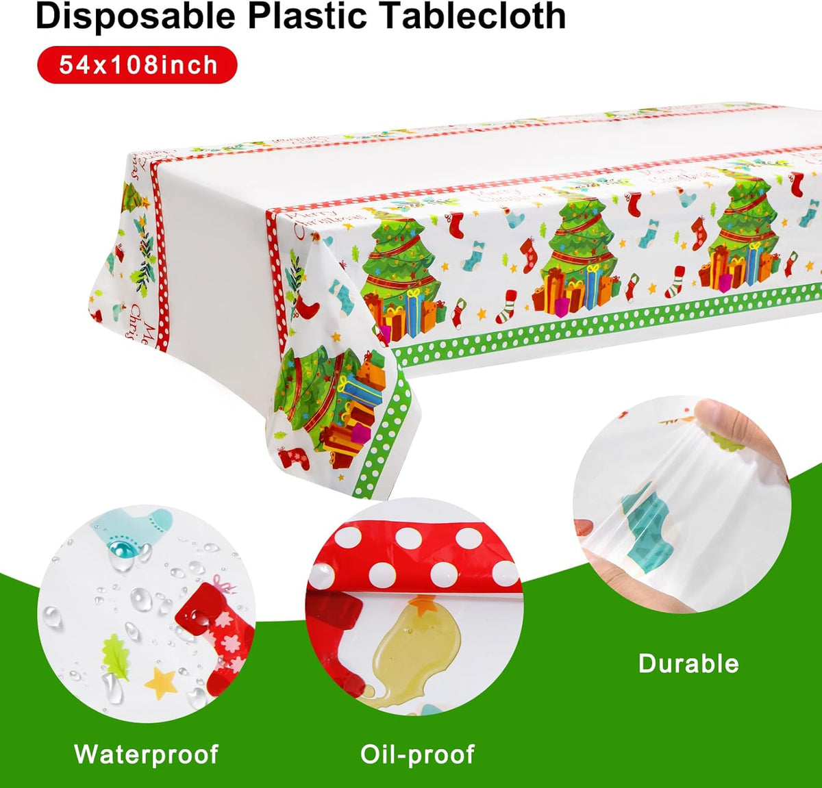 Festiva 176Pcs Christmas Plastic Plates Heavy Duty- Christmas disposable Dinnerware Set-include