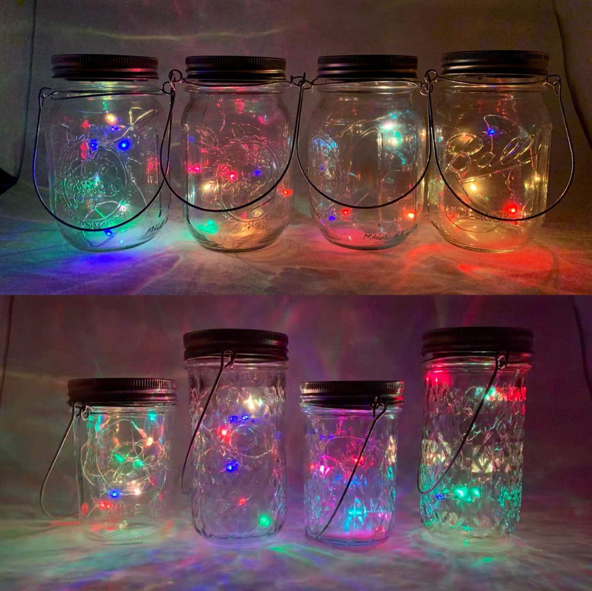 Solar Mason Jar Lights, 6 Pack 10 LED Jar Lid String Lights with 6 Hangers(No Jars), Waterproof