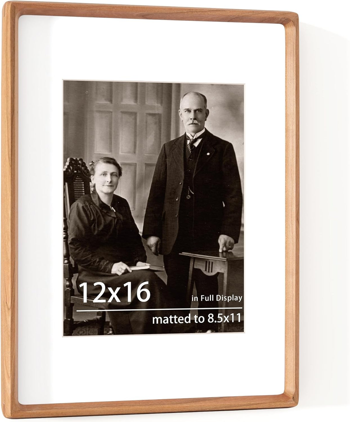 12x16 Picture Frame USA-Sourced Natural Cherry Wood Solid Original Wood Photo Frame Rounded Corner