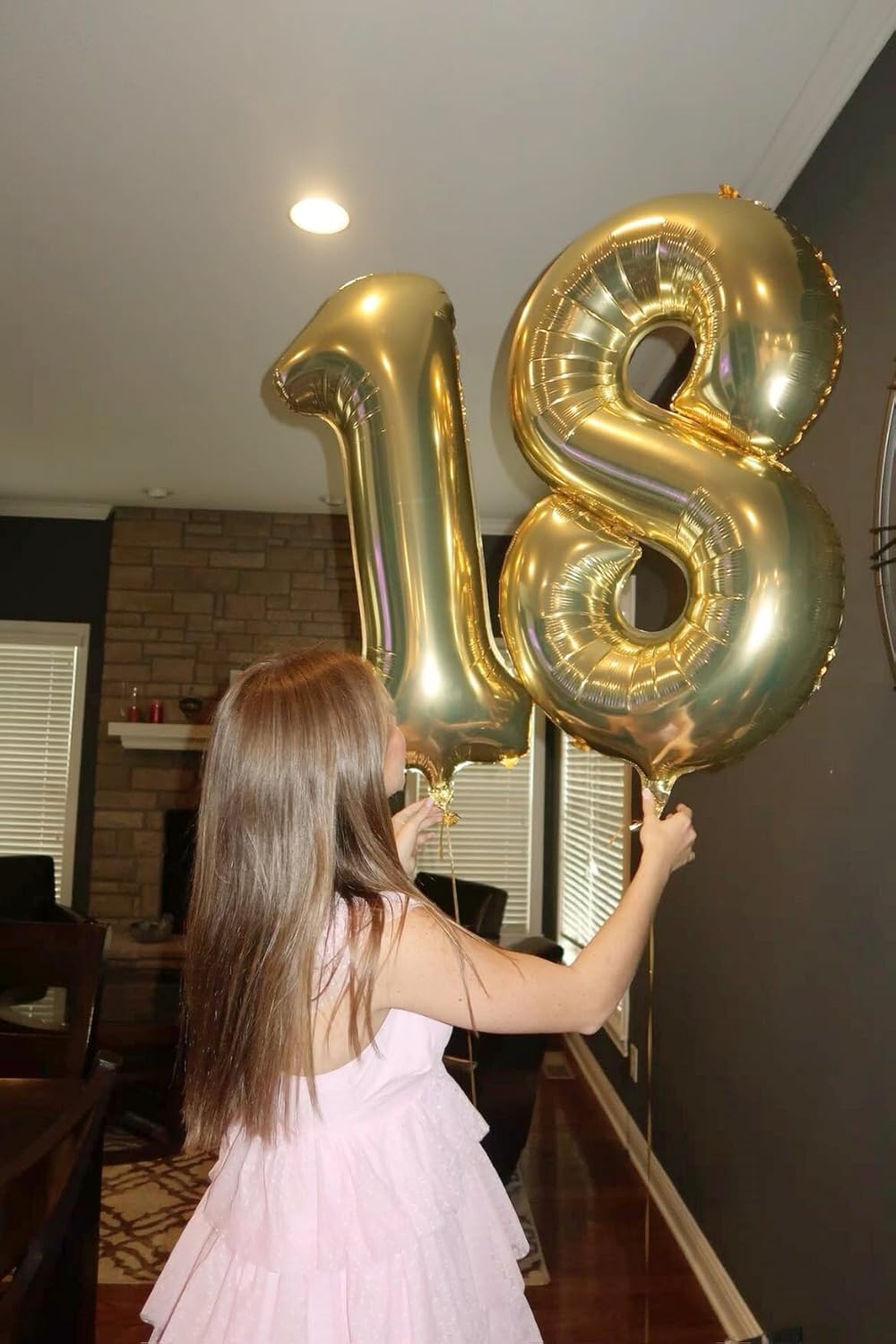 Light Gold Foil Number 8 Balloon 40 Inch, Helium Mylar Eight Number 8 18 28 38 48 58 80 88 Birthday
