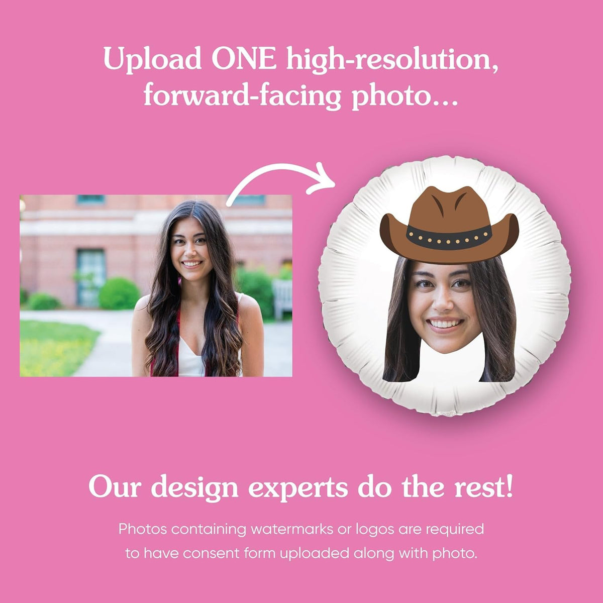 Big Dot of Happiness Personalized Western Hoedown Fun Face Photo Balloon, Wild West Little Cowboy