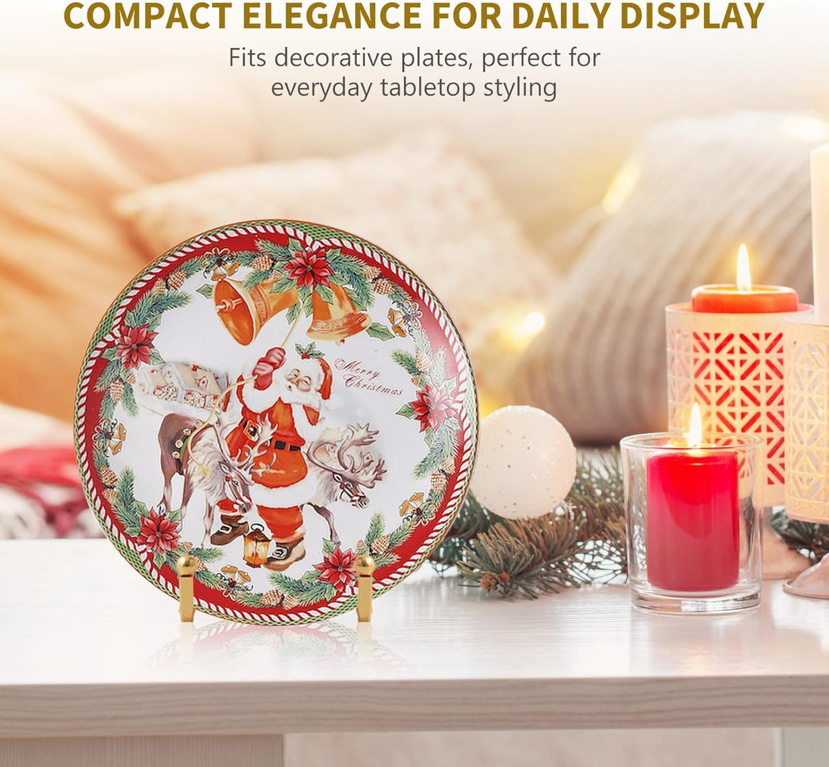 Plate Holder Easel Display Stand - 4.5 inch Metal Plate Stands for Display - Tabletop Picture Stand