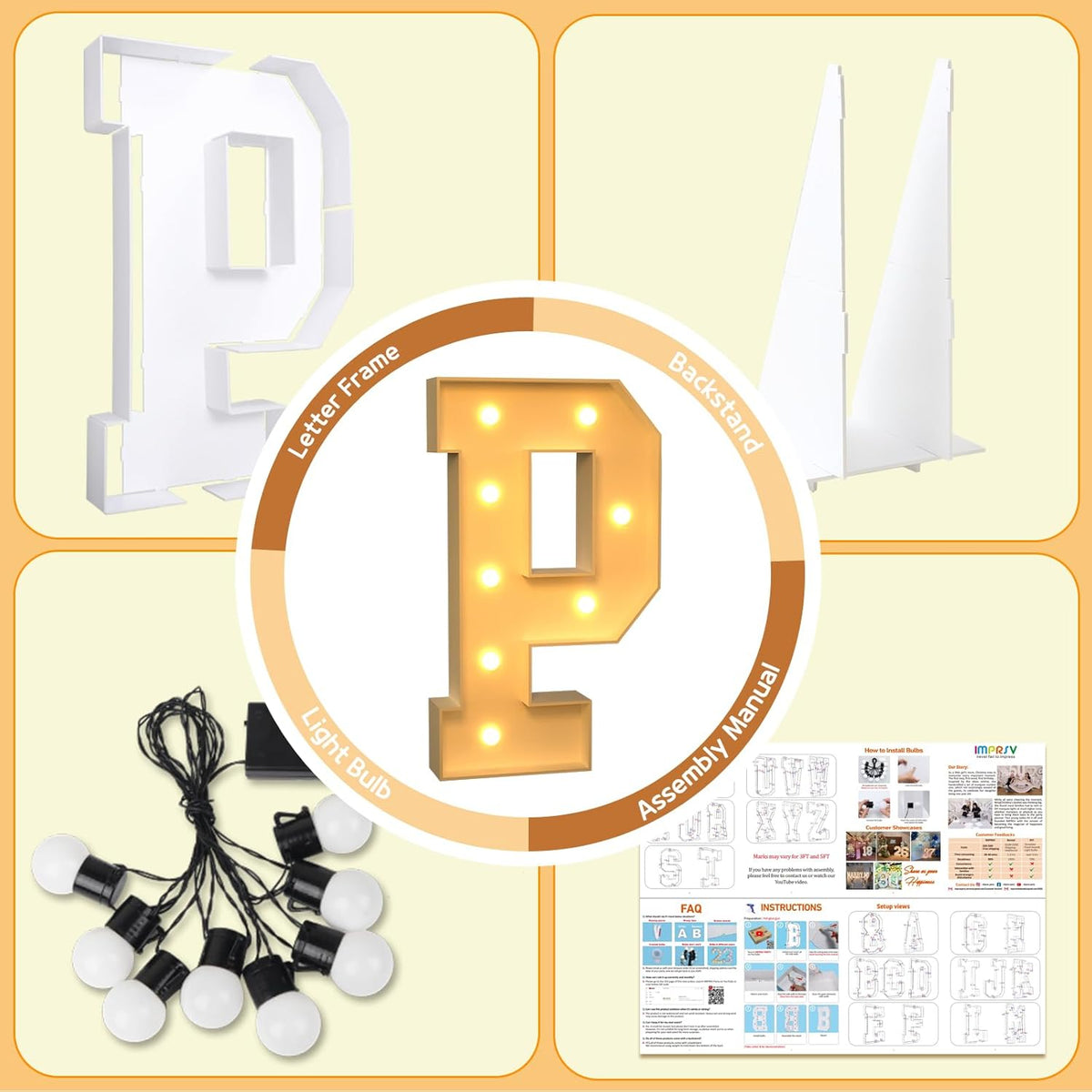 imprsv Marquee Light Up Letters, 3FT Marquee Letters for Birthday Baby Shower Wedding Decorations