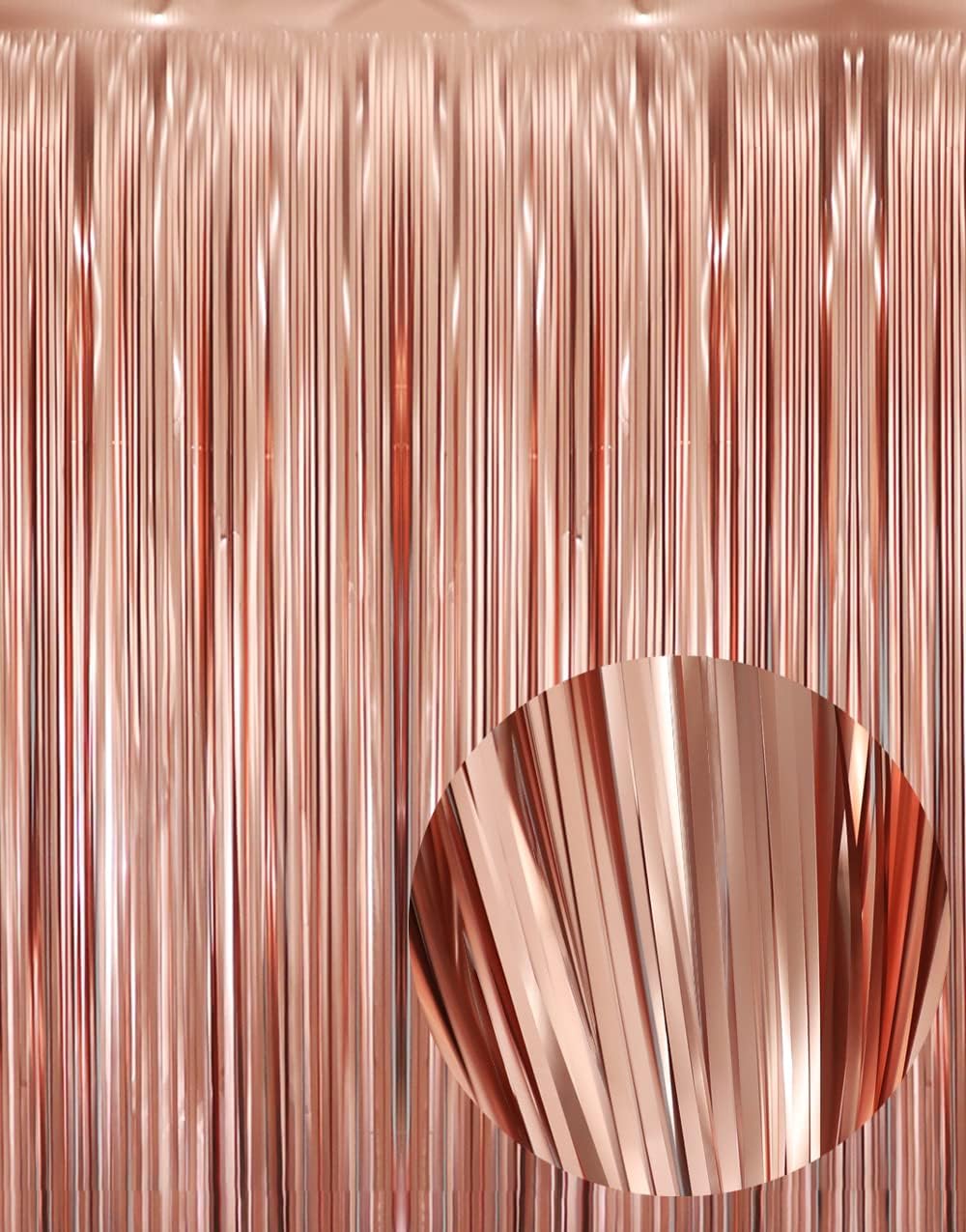 GOER 3.2 ft x 9.8 ft Metallic Tinsel Foil Fringe Curtains for Party Photo Backdrop Wedding Decor (4