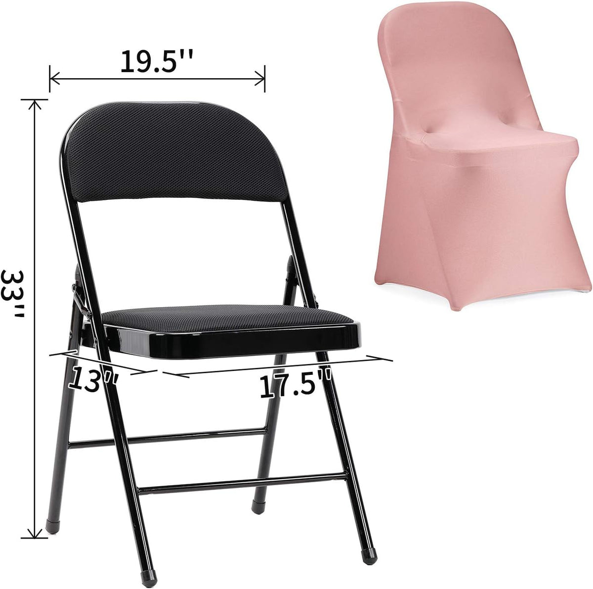 Peomeise Stretch Spandex Folding Chair Cover for Wedding Party Dining Banquet Event (Dusty