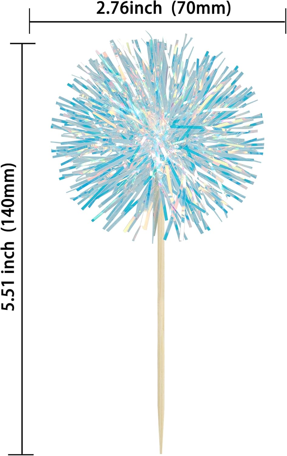 Ephlyn 30Pcs Foil Firework Cupcake Toppers Party Birthday Cake Toppers Supplies Sparkle Tinsel