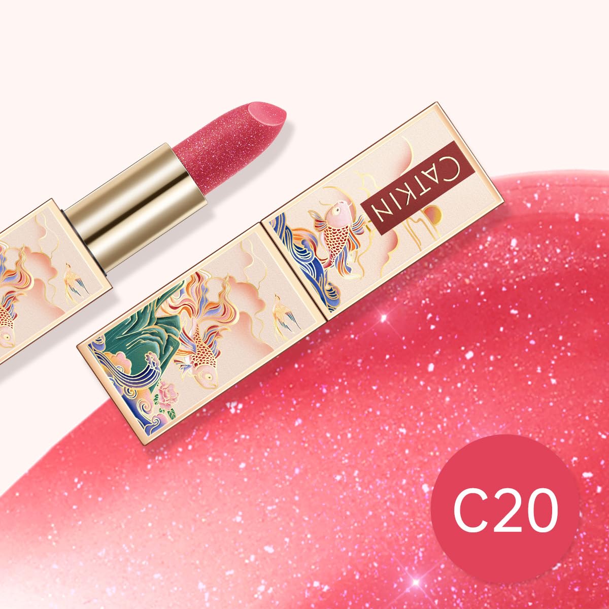 CATKIN Tinted Lip Balm Glitter Lip Stain Ultra Hydrating Lip Moistrurizer Shimmer Glow with Vitamin