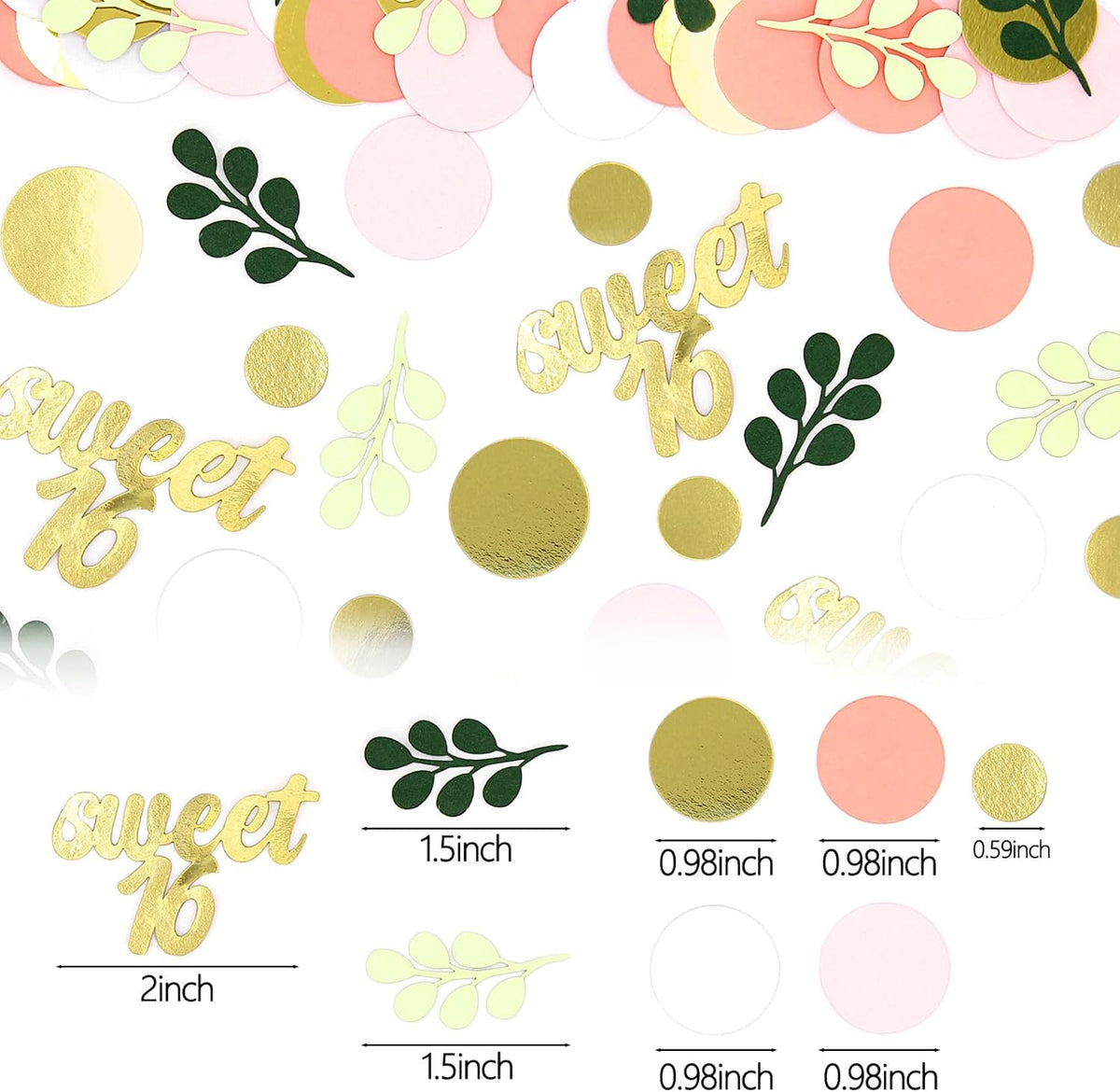300PC Pink and Sage Green Sweet 16 Party Decorations for Girls 16th Birthday Confetti Sweet 16