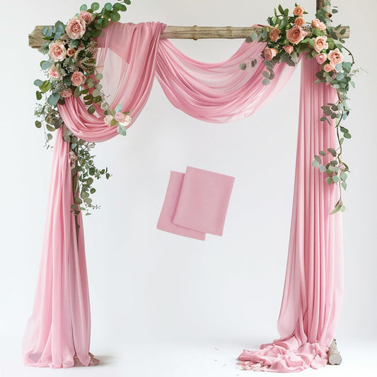 Wedding Arch Draping Fabric 2 Panels 28.7" x 20FT Blush Pink Sheer Chiffon Backdrop Drapes for