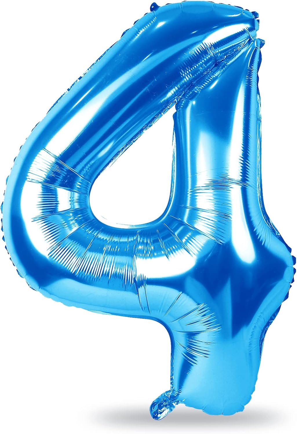 Blue 4 Balloons, 40 Inch Large Foil Number Balloons Set 0-9, Self Inflating Digital 4 Helium