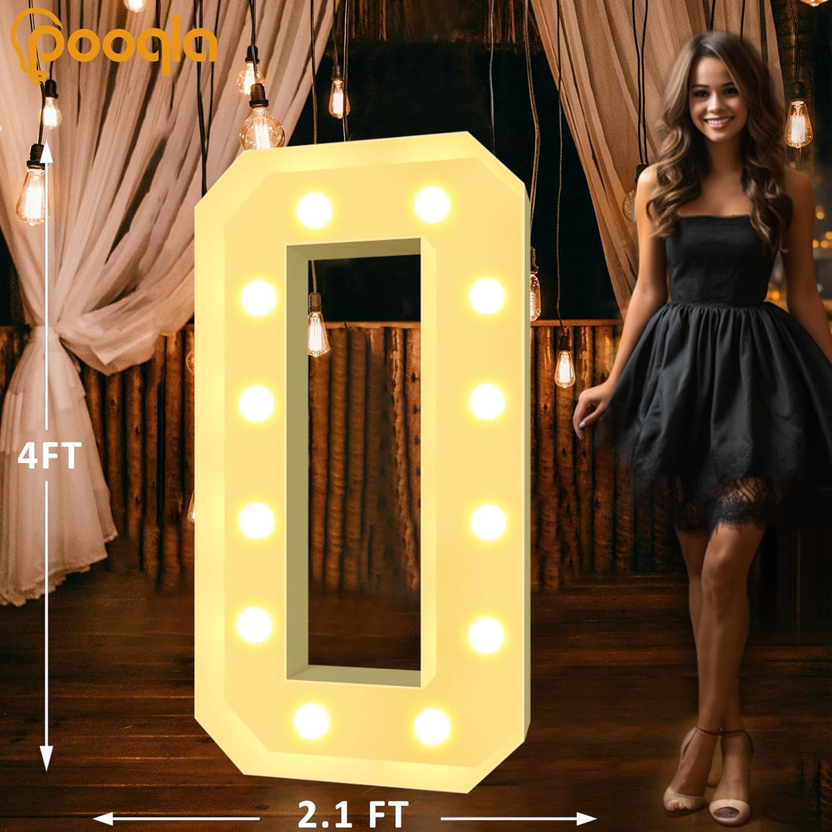 Pooqla 4 FT Light Up Marquee Letters, Giant Mosaic Letter Cool White and Warm White LED, Large
